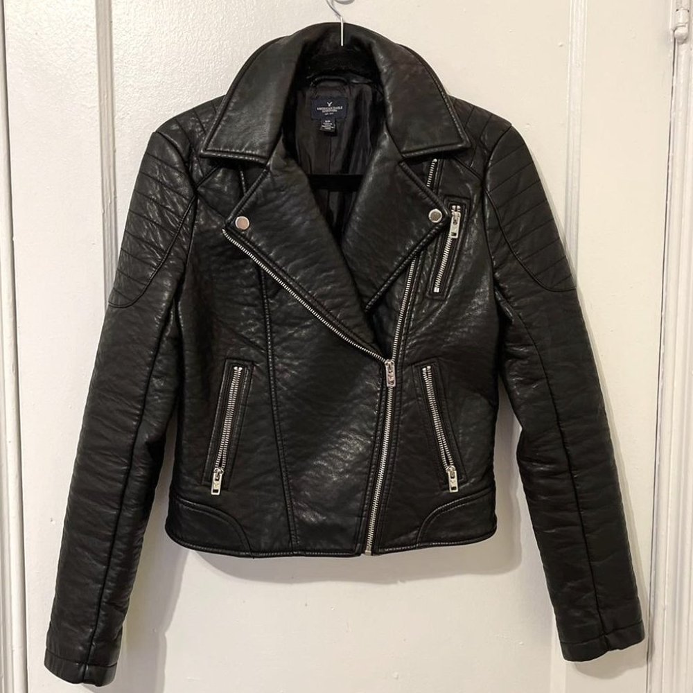 American Eagle Outfitters, Faux Leather Biker Moto Jacket, US S